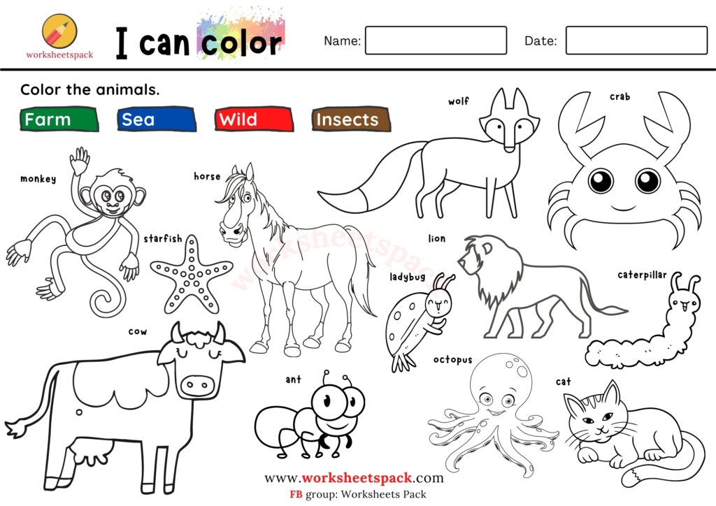 Free Printable Animals Coloring Pages Worksheetspack