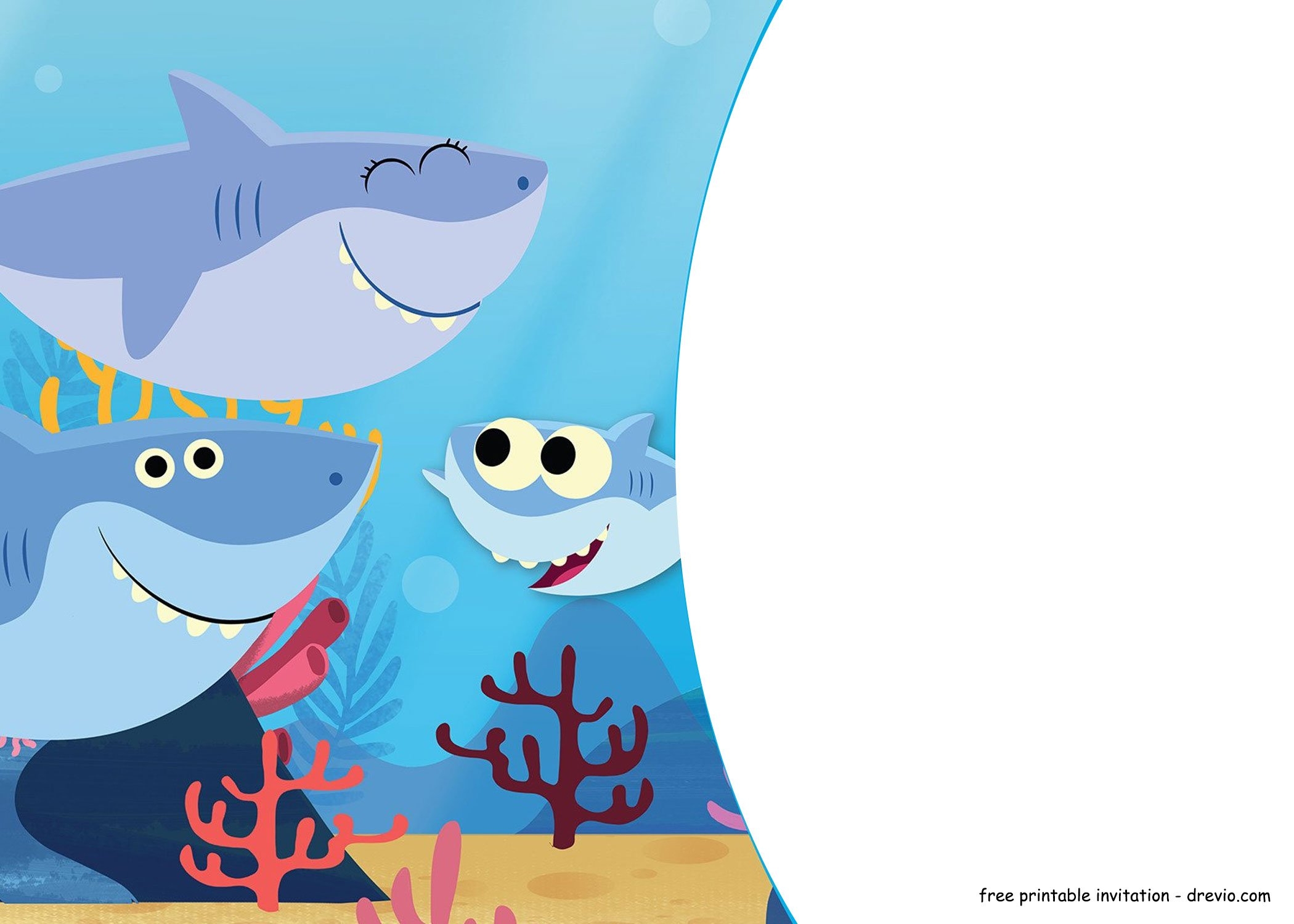 FREE Printable Baby Shark Pinkfong Birthday Invitation Template FREE