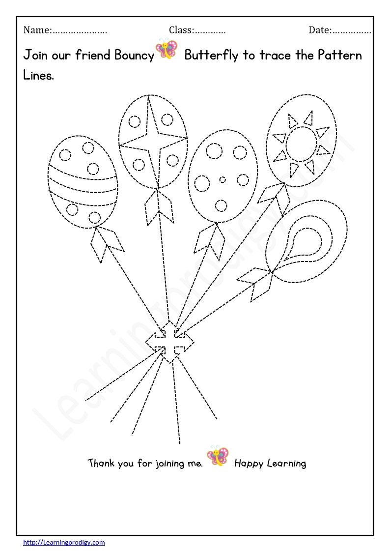 Free Printable Balloon Tracing Worksheet For Preschooler Nursery 