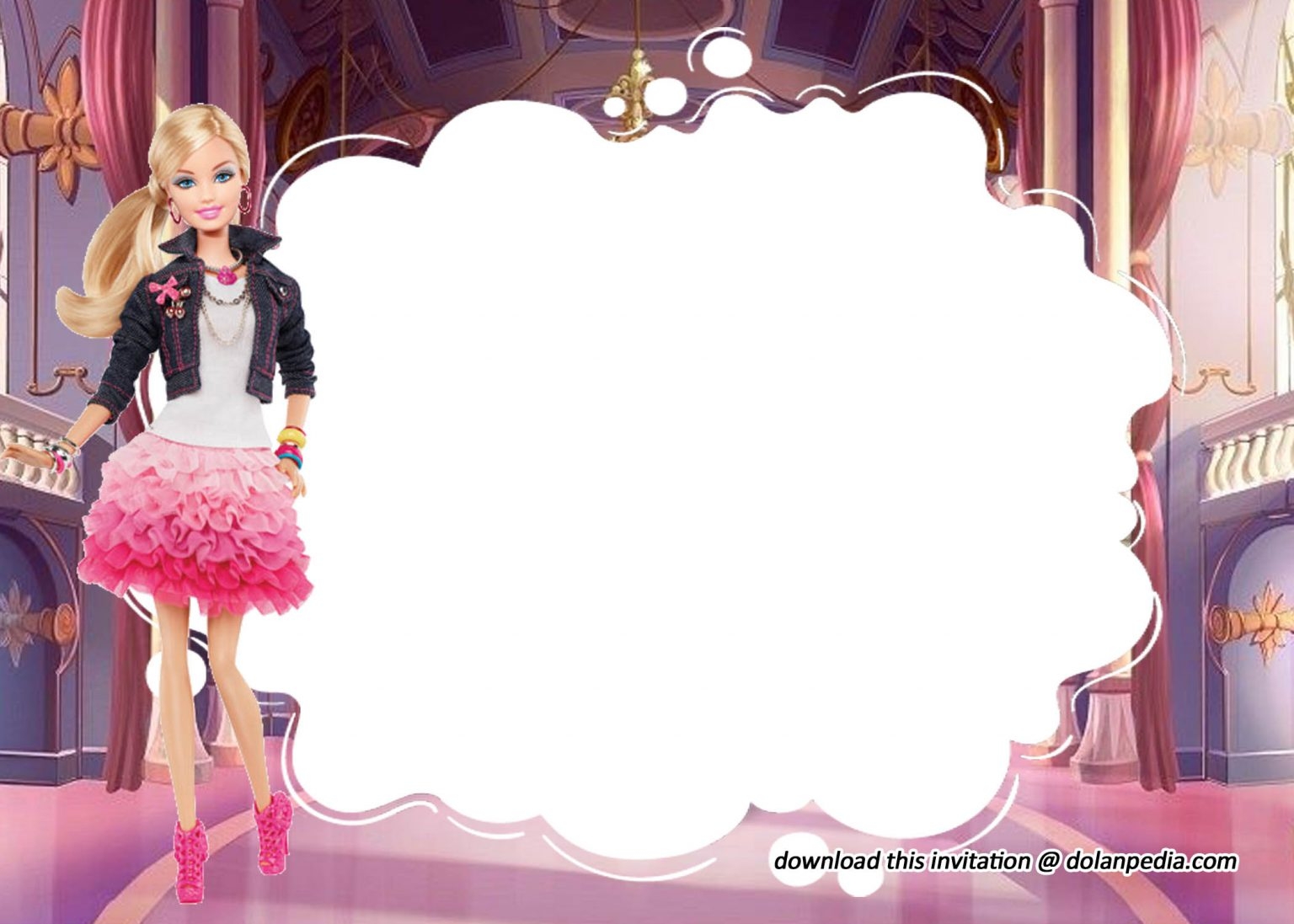 printable barbie invitation template