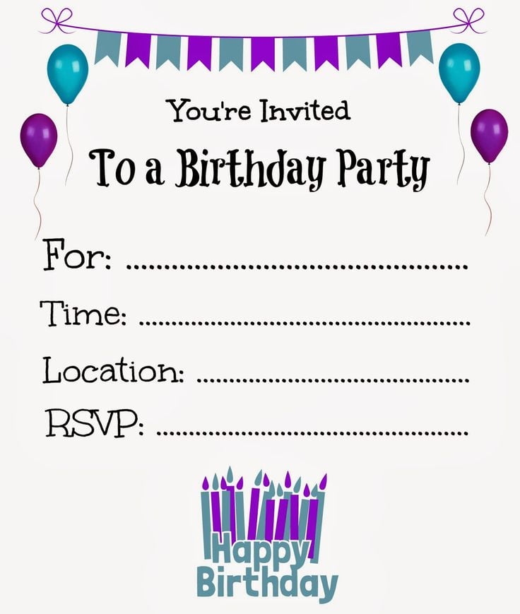 purple birthday invitations templates free