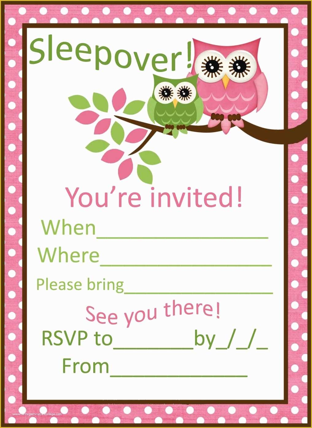 Free Printable Birthday Sleepover Invitation Templates Of Free 