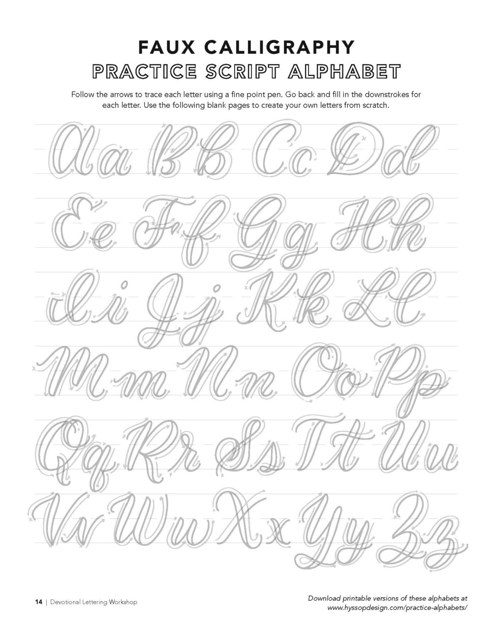 free printable modern calligraphy worksheets