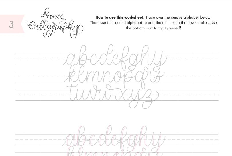 Free Printable Calligraphy Alphabet Practice Sheets Worksheets Library