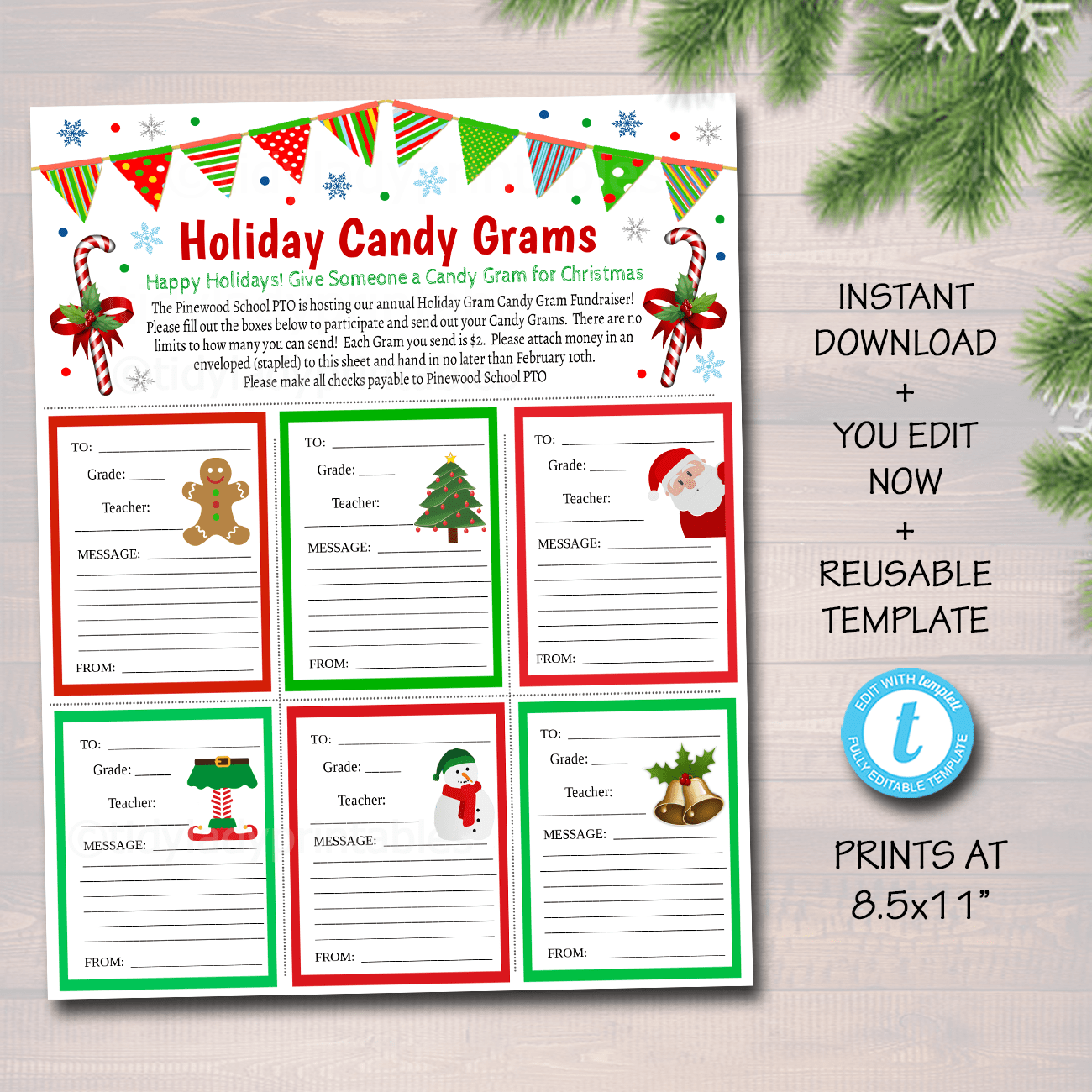 Free Printable Christmas Candy Gram Template Free Printable