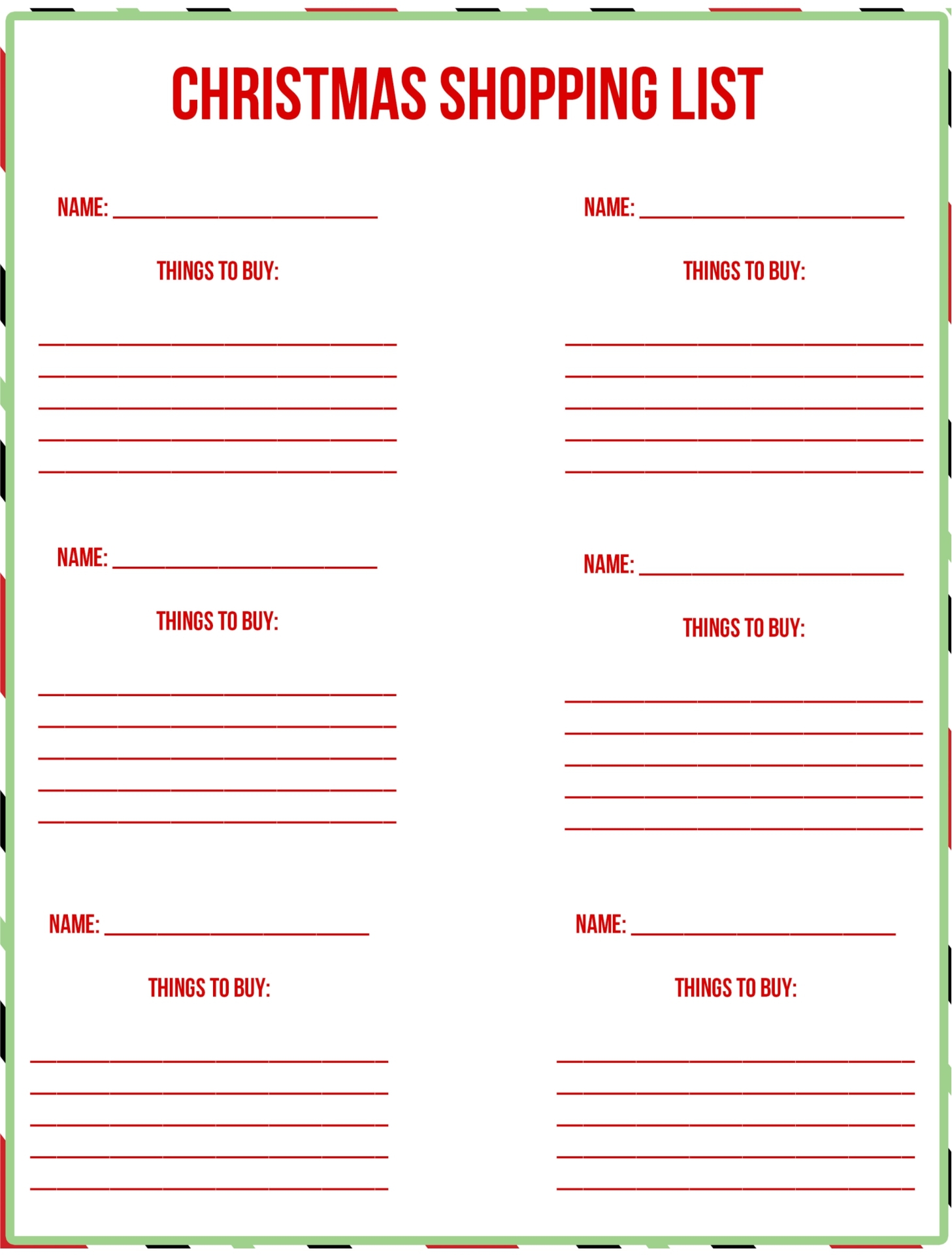 Free Printable Christmas Gift List Template