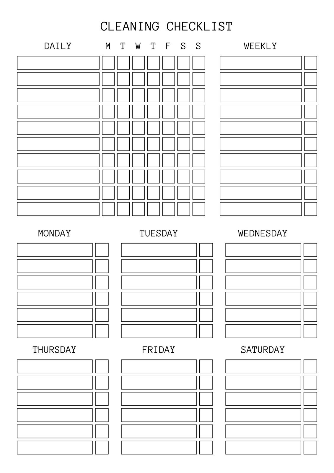 free printable cleaning schedule template