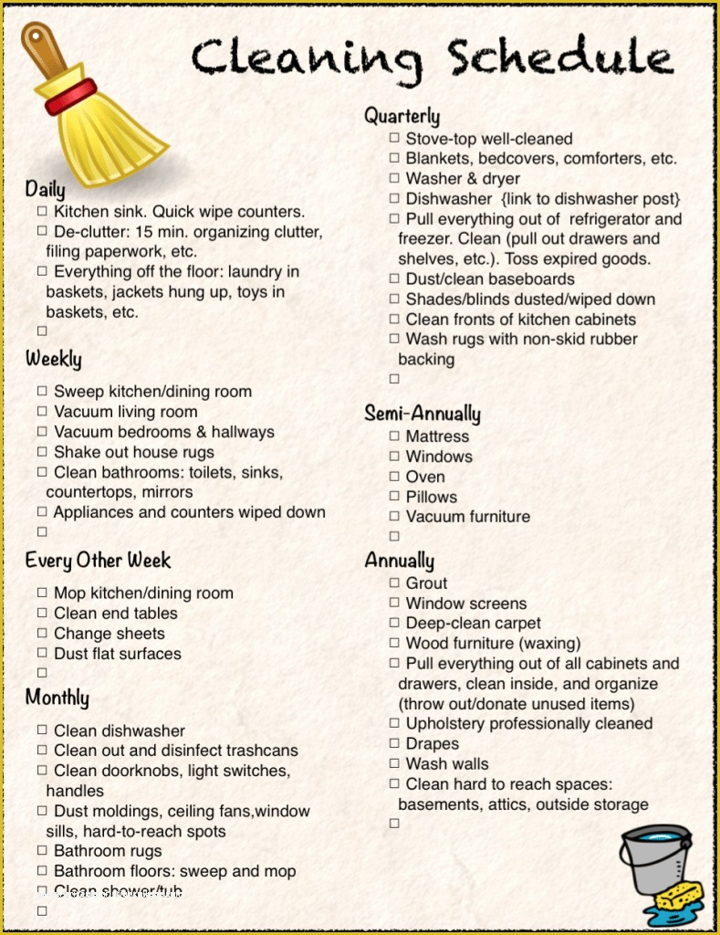 Free Printable Cleaning Schedule Template Of Free Printable Cleaning 