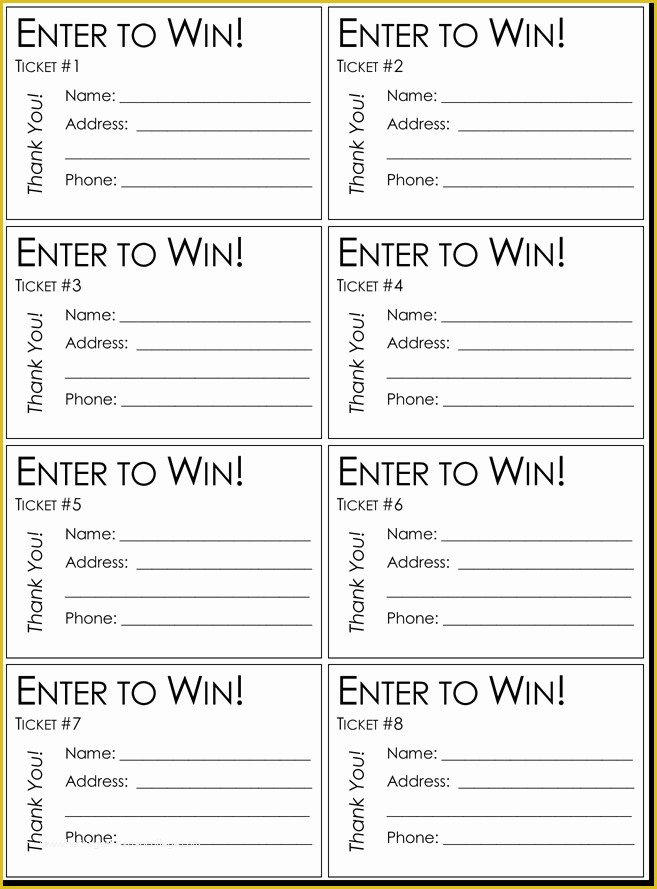 Free Printable Contest Entry Form Template Of 20 Free Raffle Ticket