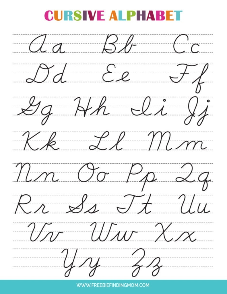 Free Printable Cursive Alphabet FREE Printable A Z