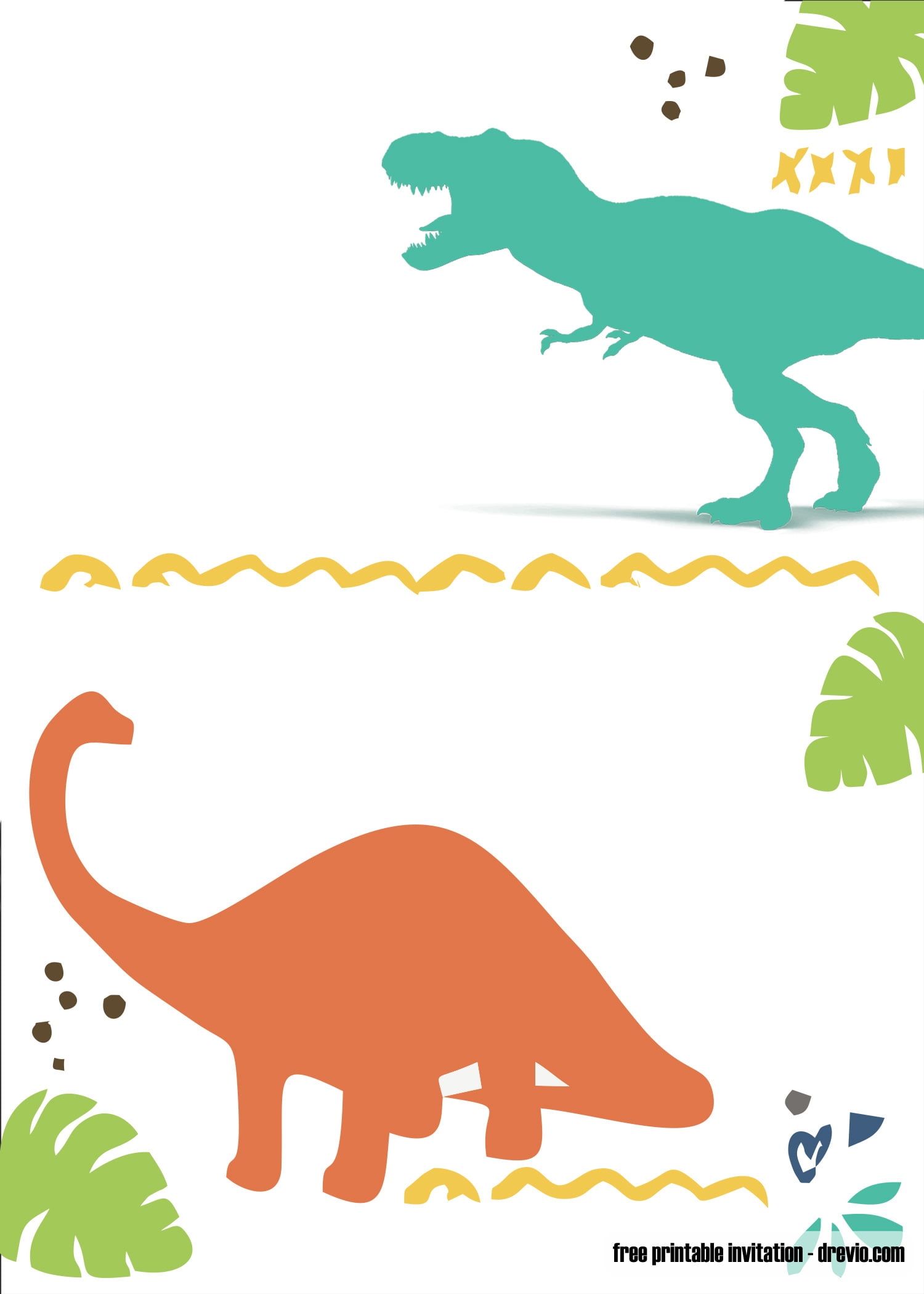 FREE Printable Dinosaur Invitation Template DREVIO