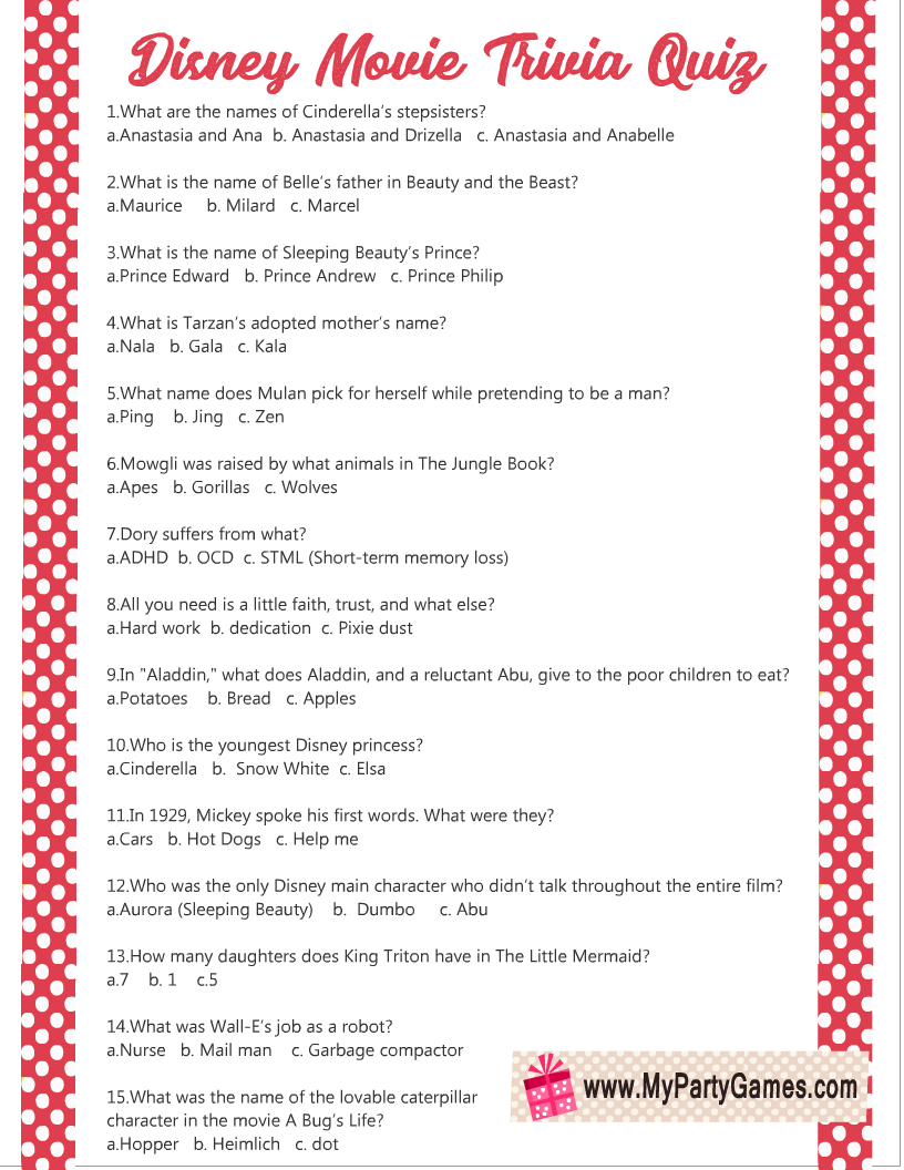 disney picture quiz printable with answers