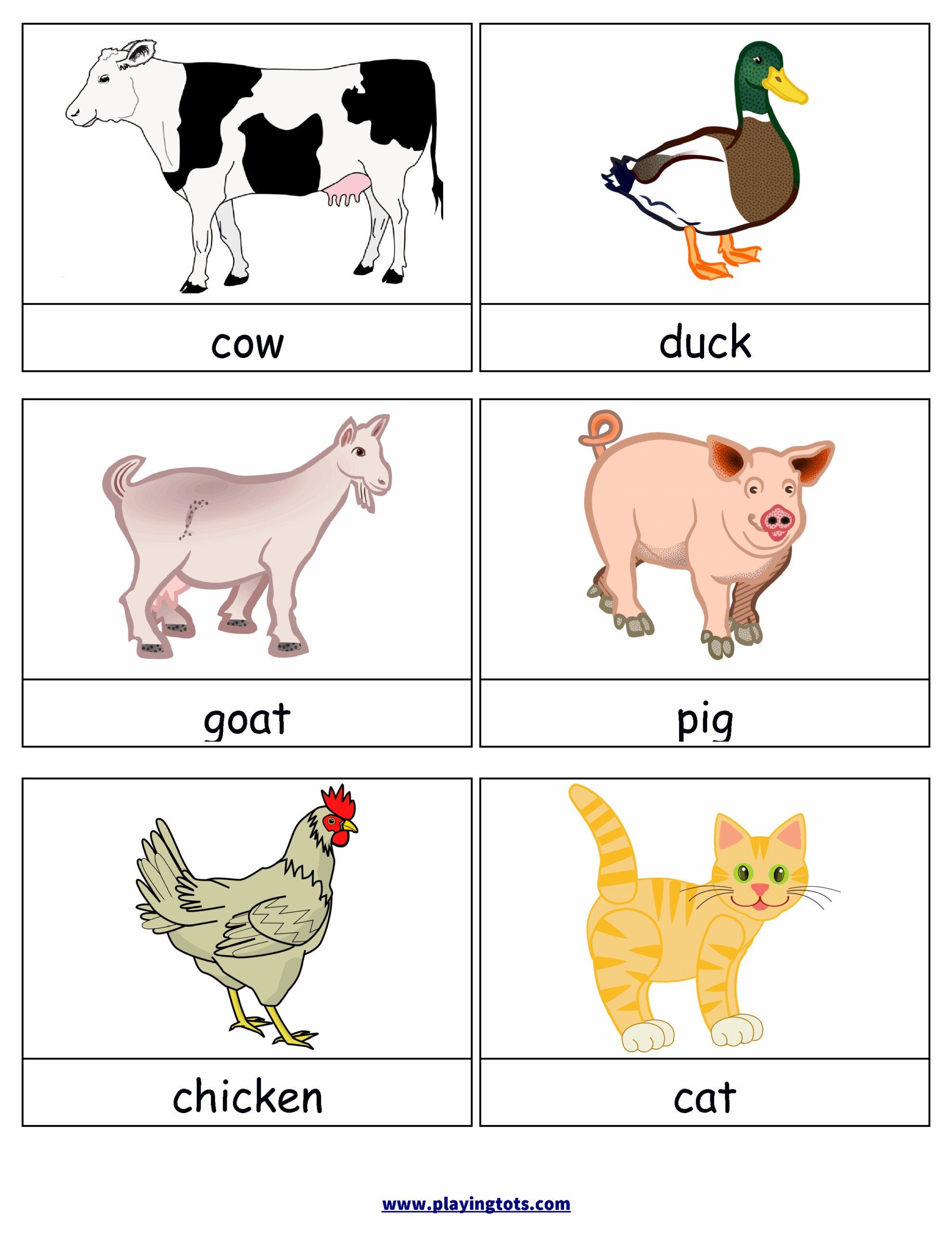 animal flash card printable toddler