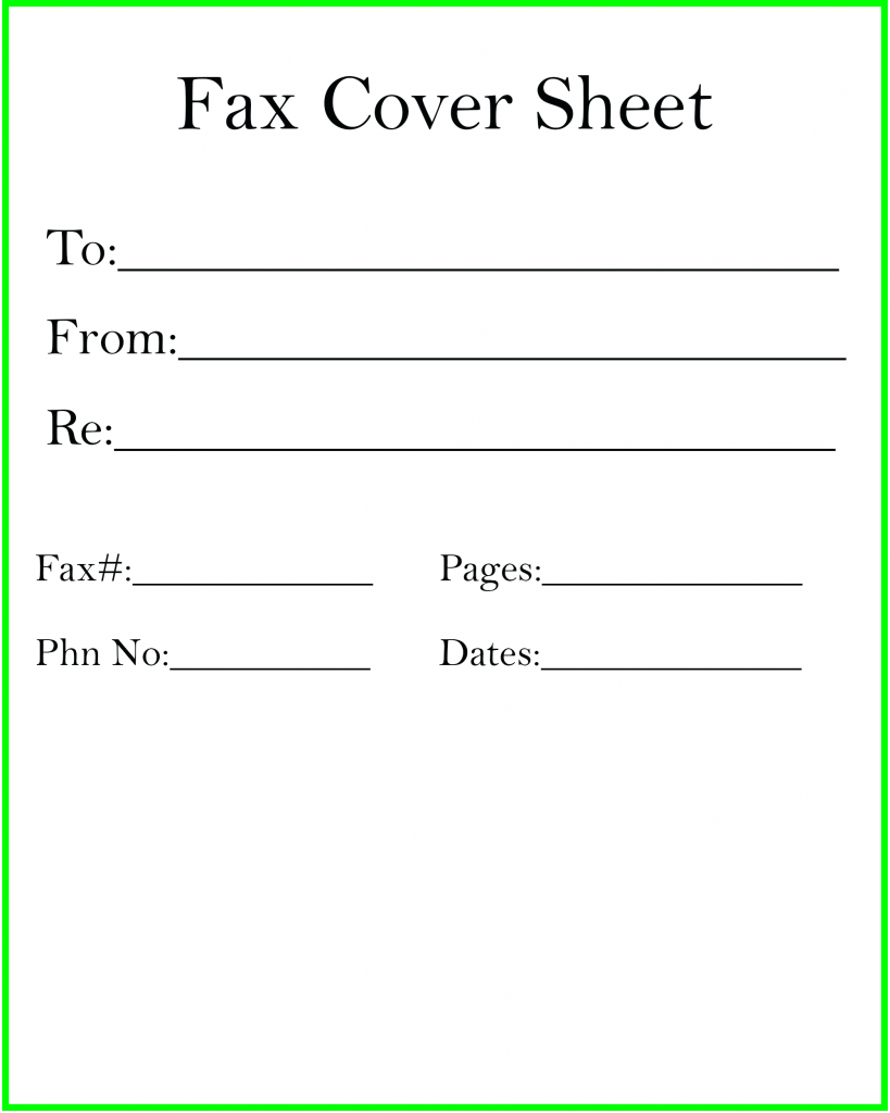 free printable fax cover page template