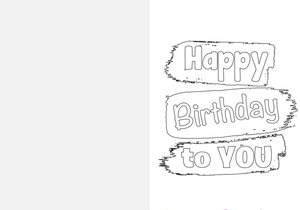 Free Printable Foldable Happy Birthday Coloring Card Printable 