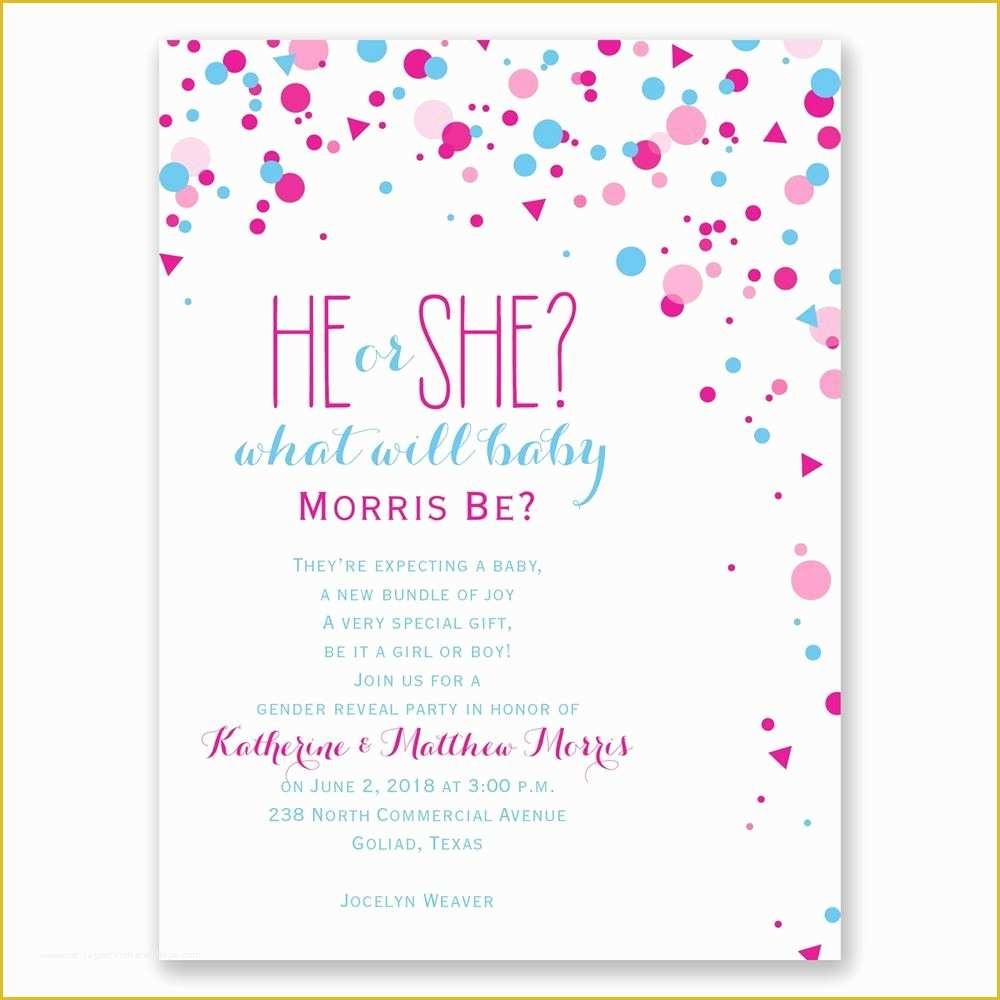 Free Printable Gender Reveal Invitation Templates Of Pretty Confetti