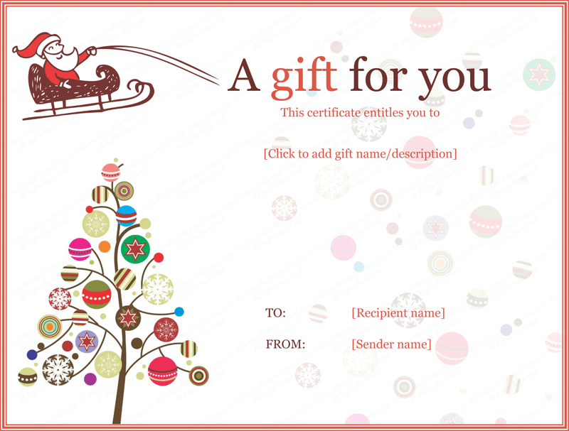 Free Printable Gift Certificate Templates Christmas Excelpsado