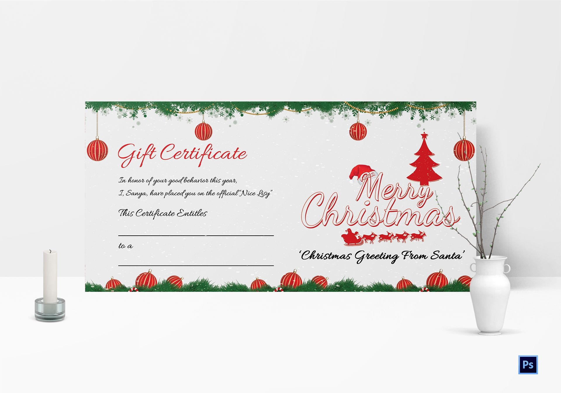 free printable gift certificate templates for christmas