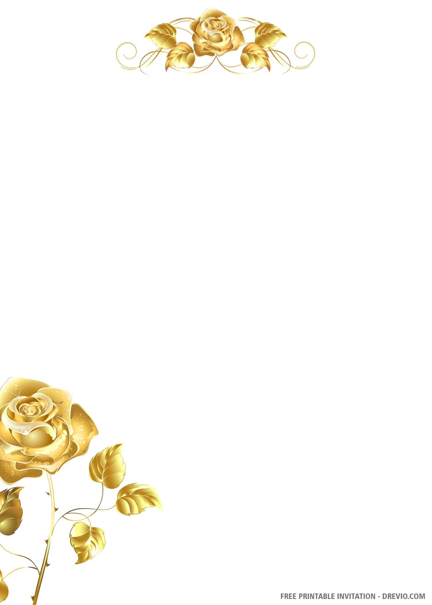  FREE PRINTABLE Gold Wedding Invitation Templates Download 