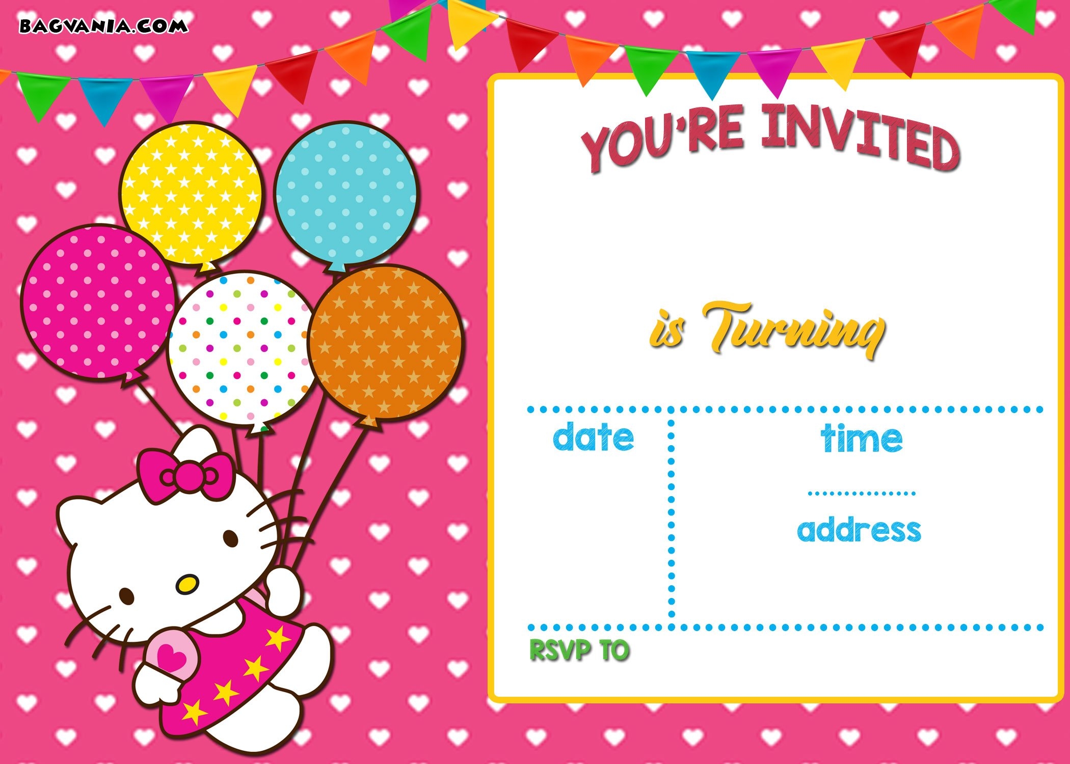 FREE Printable Hello Kitty Invitation Templates Theme Bagvania FREE 