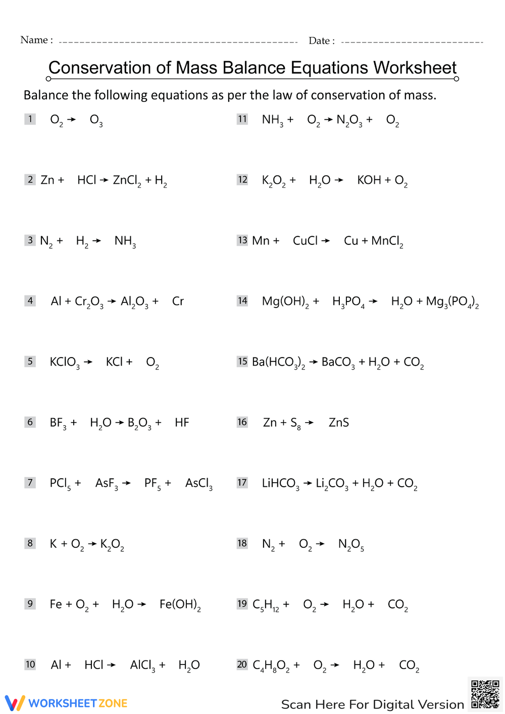 Free Printable Law Of Conservation Of Mass Worksheets Worksheets Library