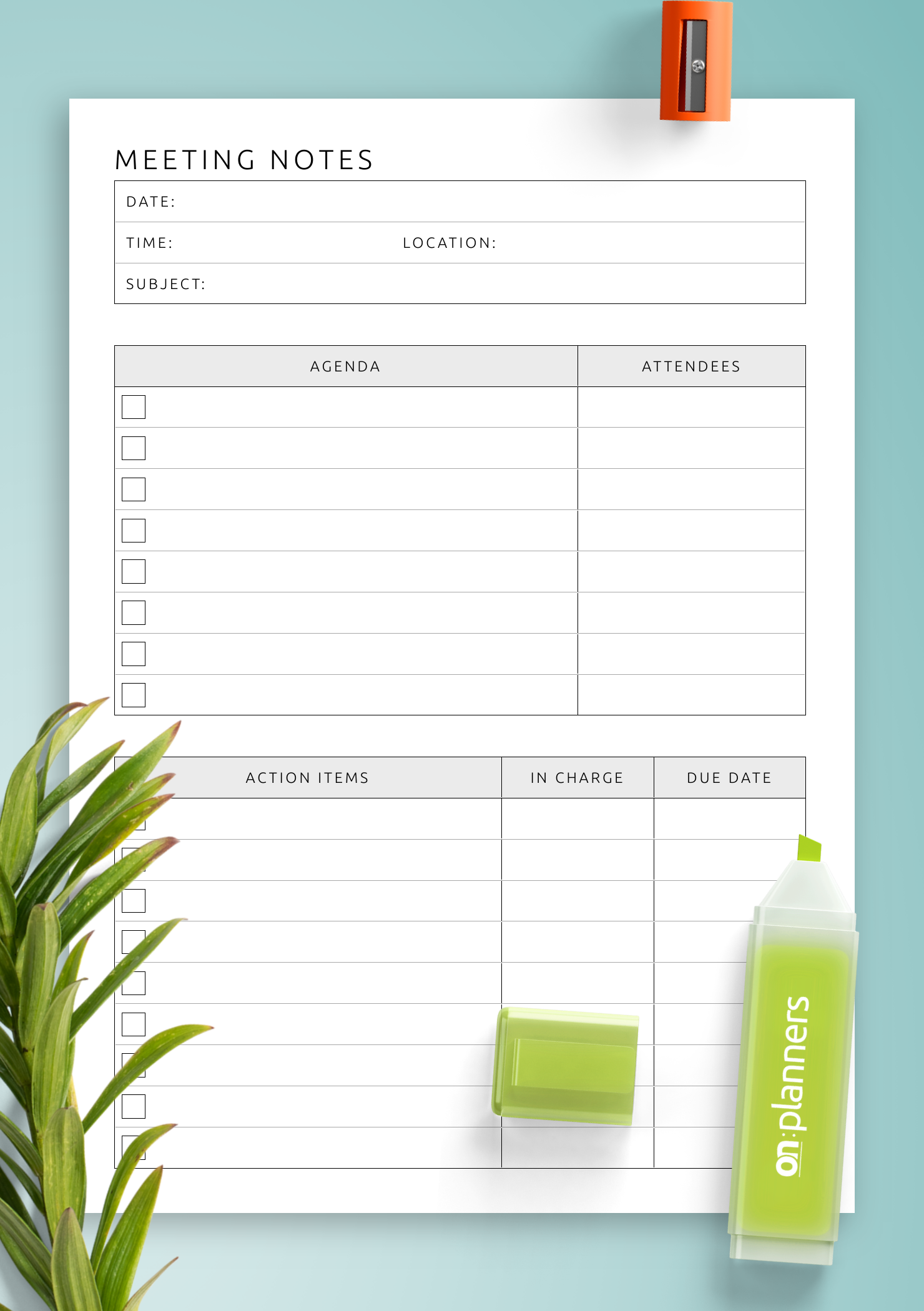 free printable meeting notes template