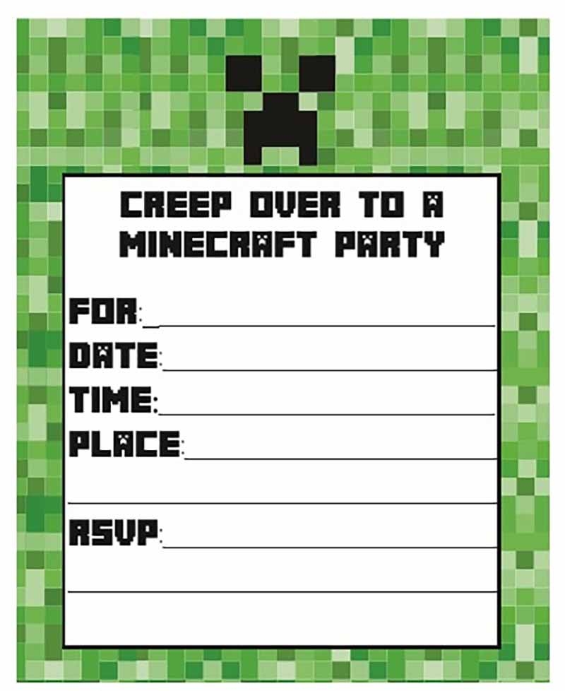 Free Printable Minecraft Invitation Template Free Templates Printable