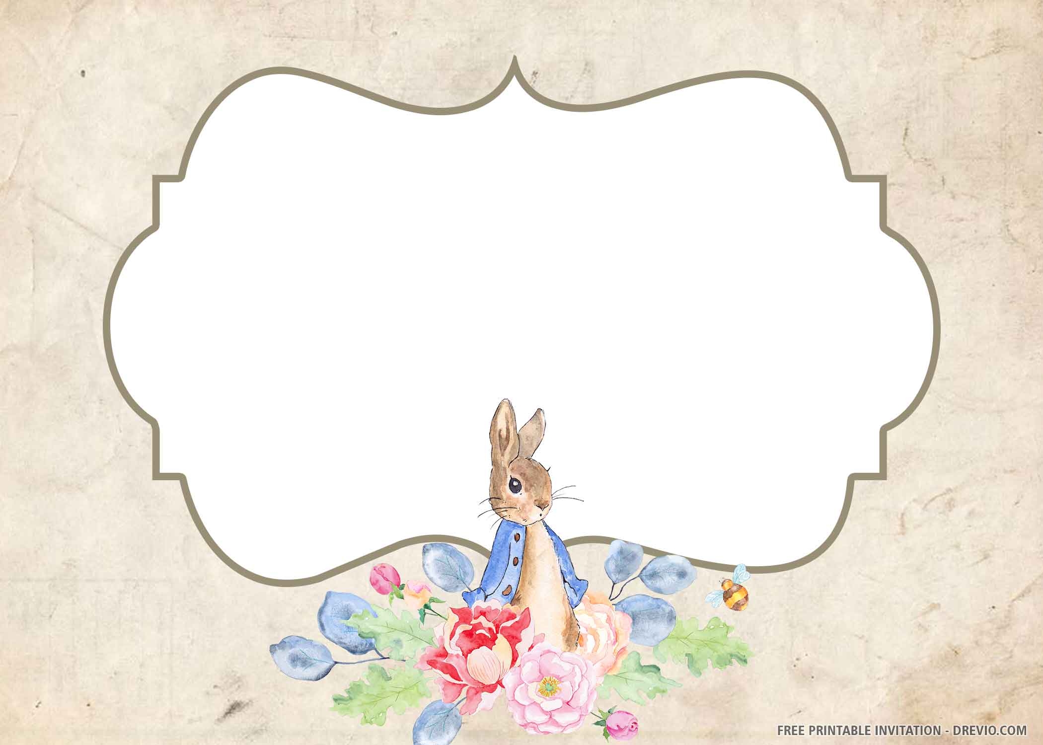  FREE PRINTABLE Peter Rabbit Birthday Invitation Templates DREVIO