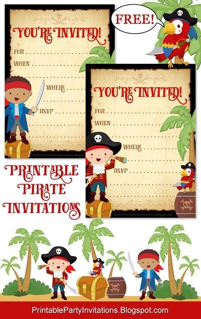FREE Printable Pirate Invite Template Pirate Invitations Party