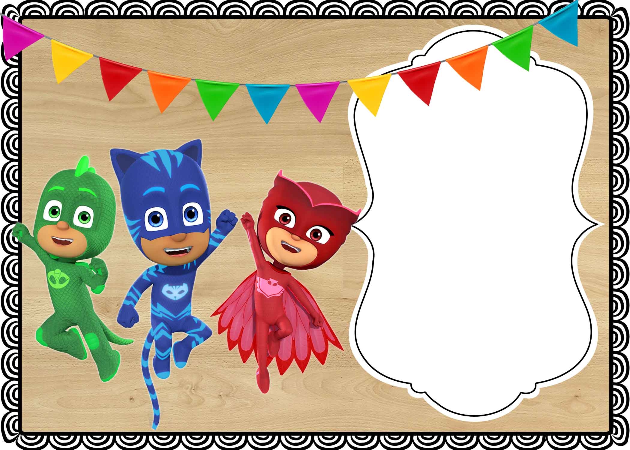  FREE PRINTABLE PJ Mask Birthday Invitation Template Download 