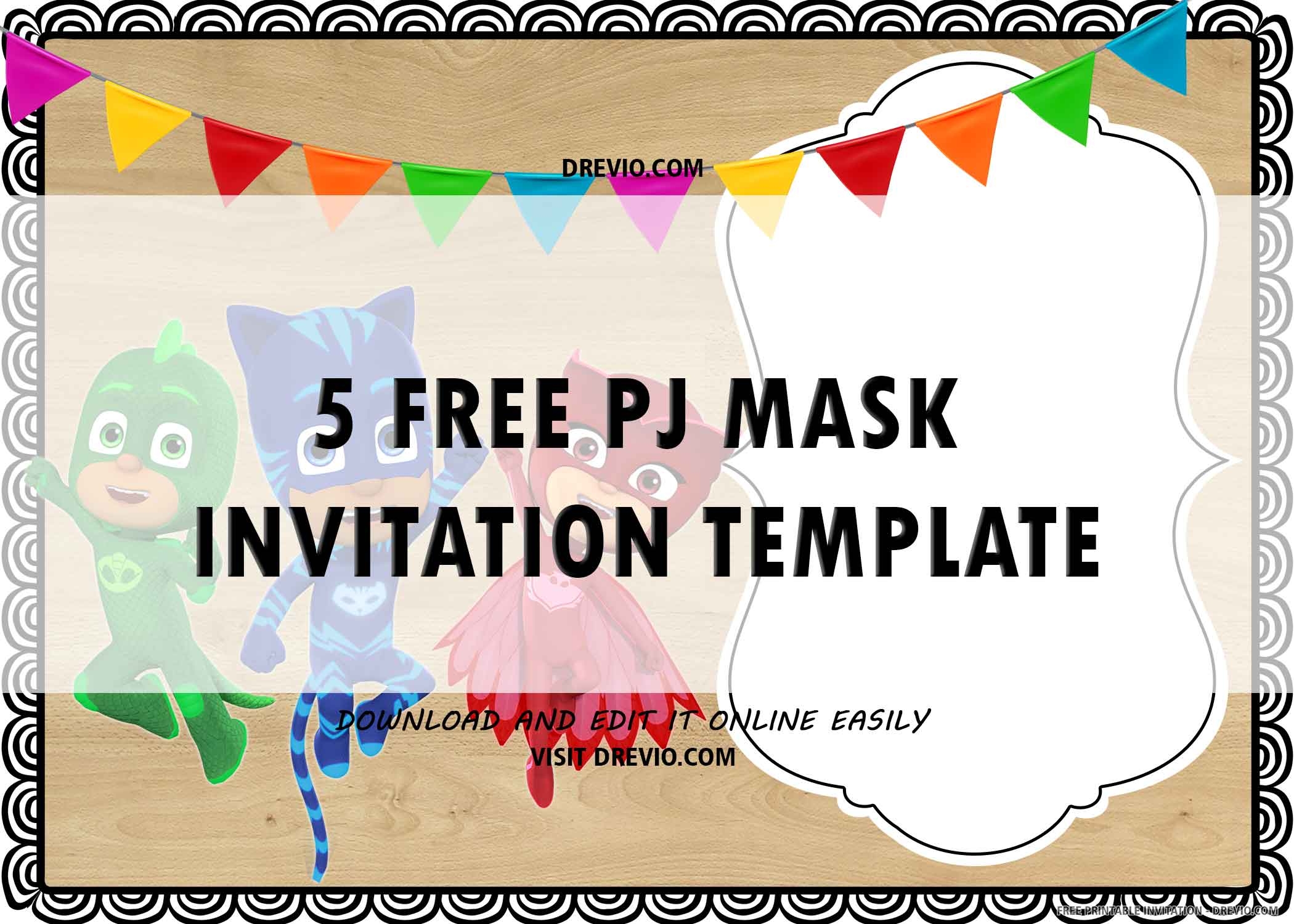 pj mask birthday invitation template