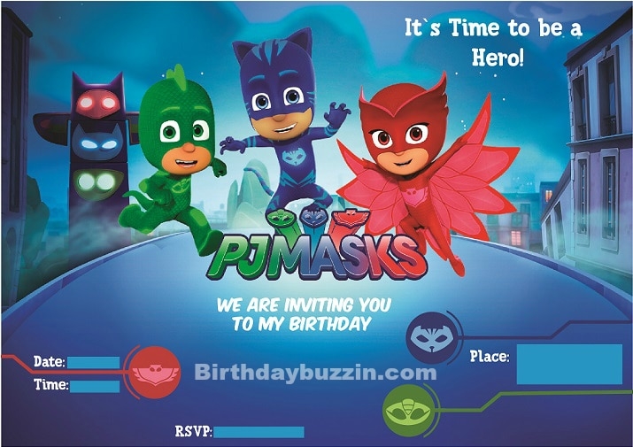 pj masks invitations templates free