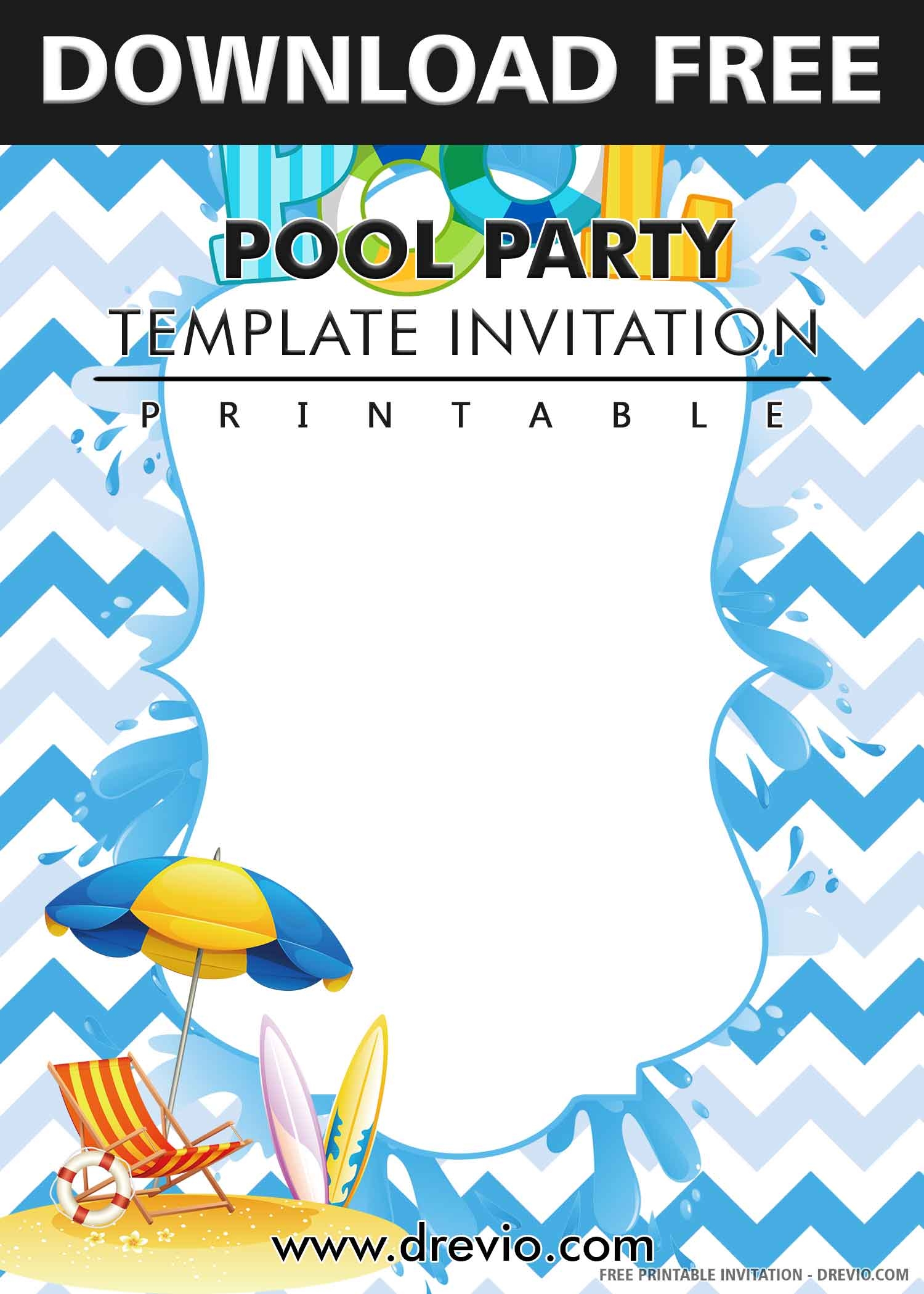  FREE PRINTABLE Pool Party Birthday Invitation Templates Download 