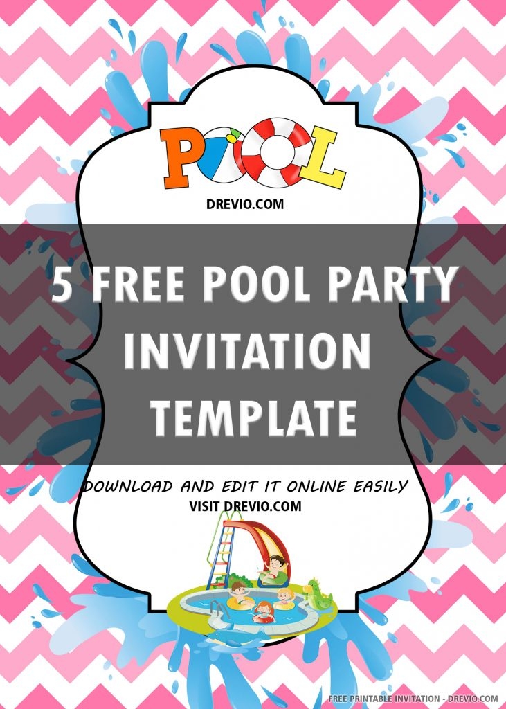 pool party birthday invitation templates free