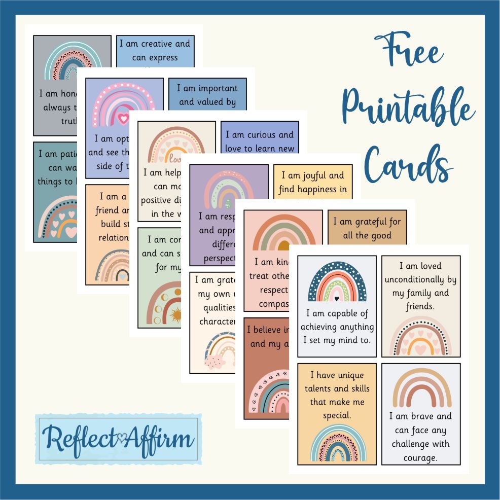 affirmation cards printable writable