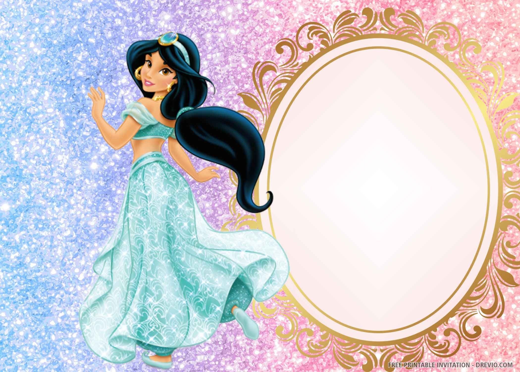princess jasmine birthday invitation template