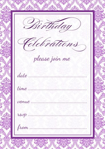 Free Printable Purple Damask Party Invitations Template Purple 