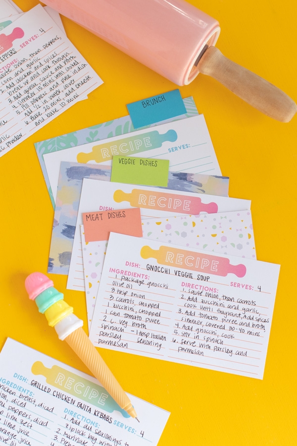 Free Printable Recipe Cards DIY Recipe Card Dividers Club Crafted