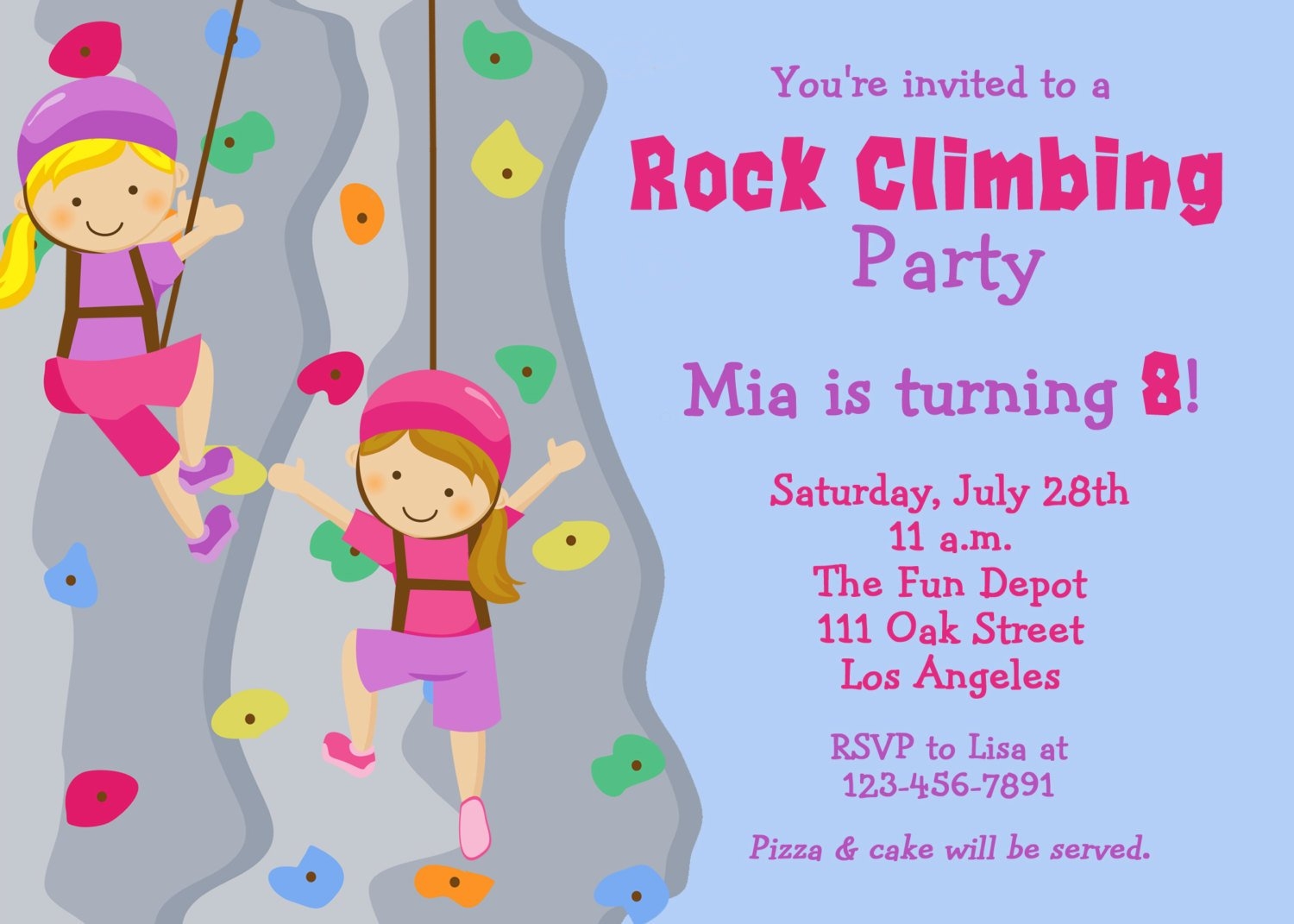 FREE Printable Rock Climbing Birthday Party Invitations Template FREE 