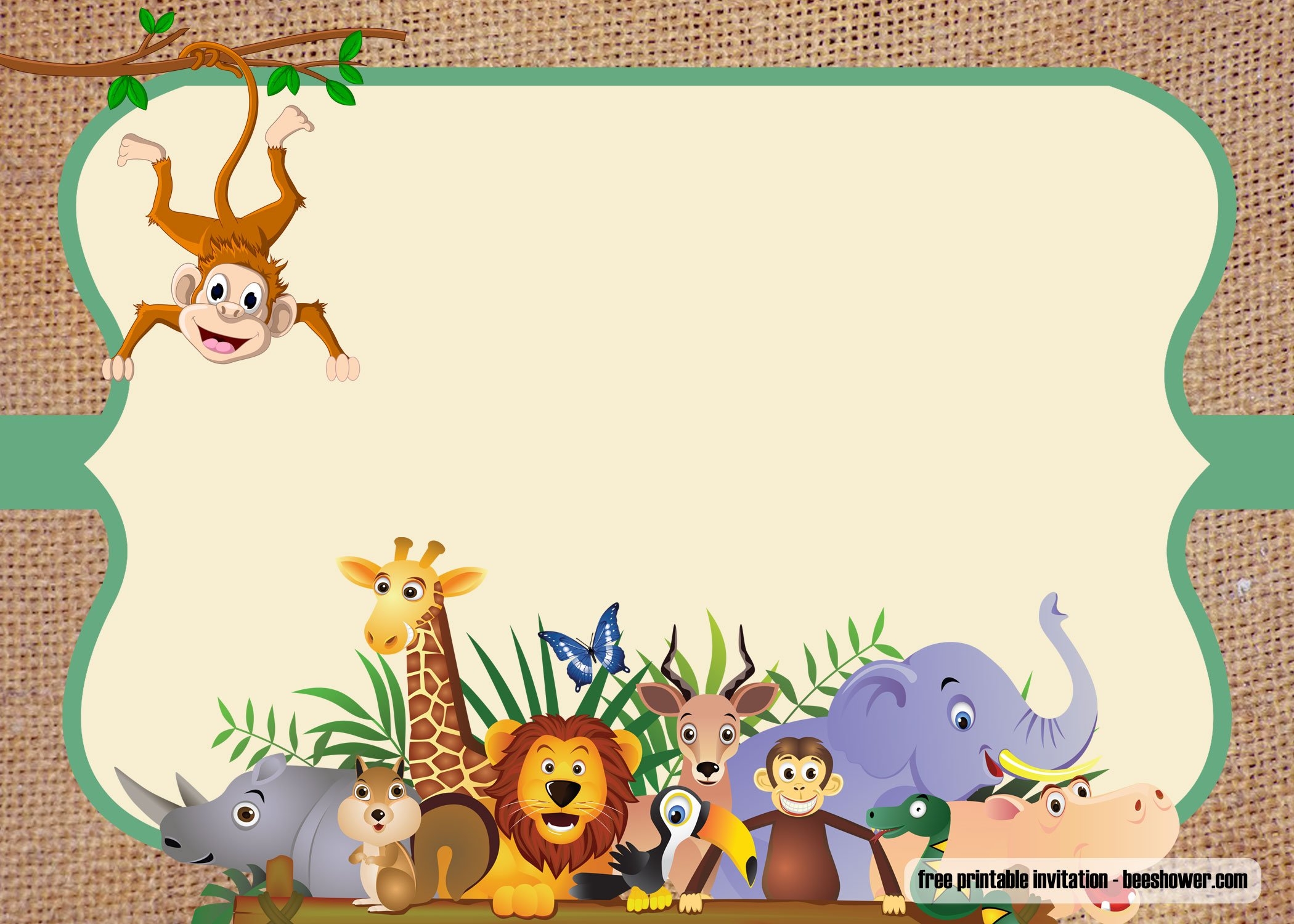 Free Printable Safari Theme Invitation Template Printable Free Templates