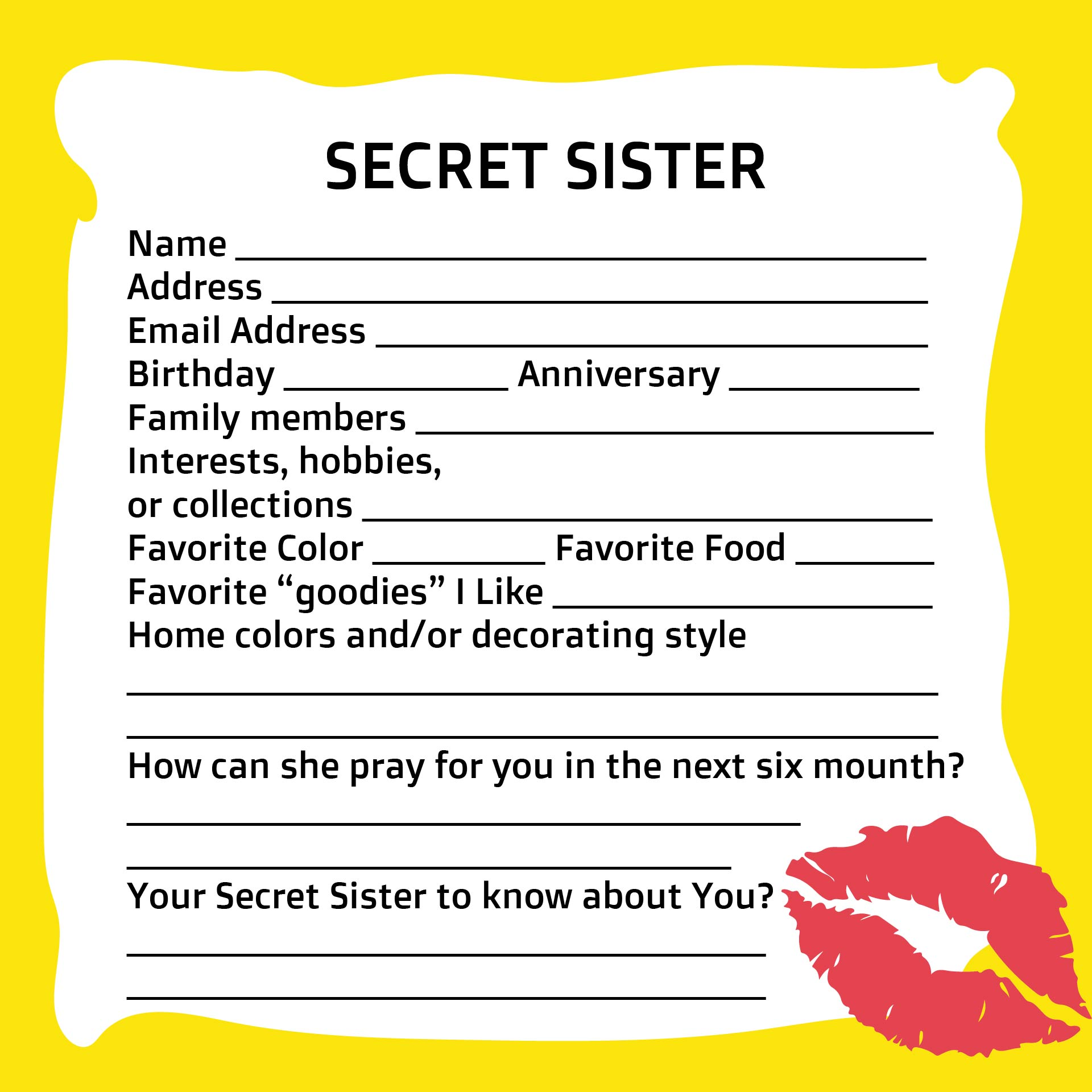 a printable card for my secret sister