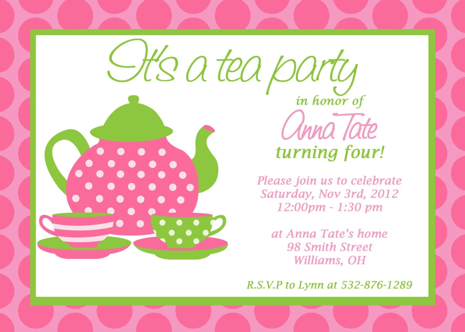 printable tea party invitation template