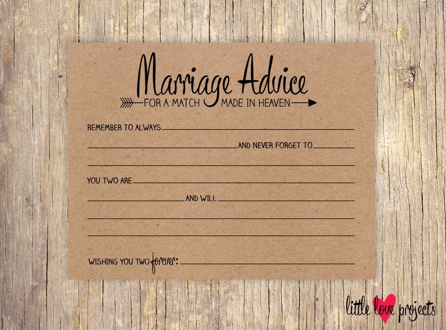 Free Printable Wedding Advice Cards