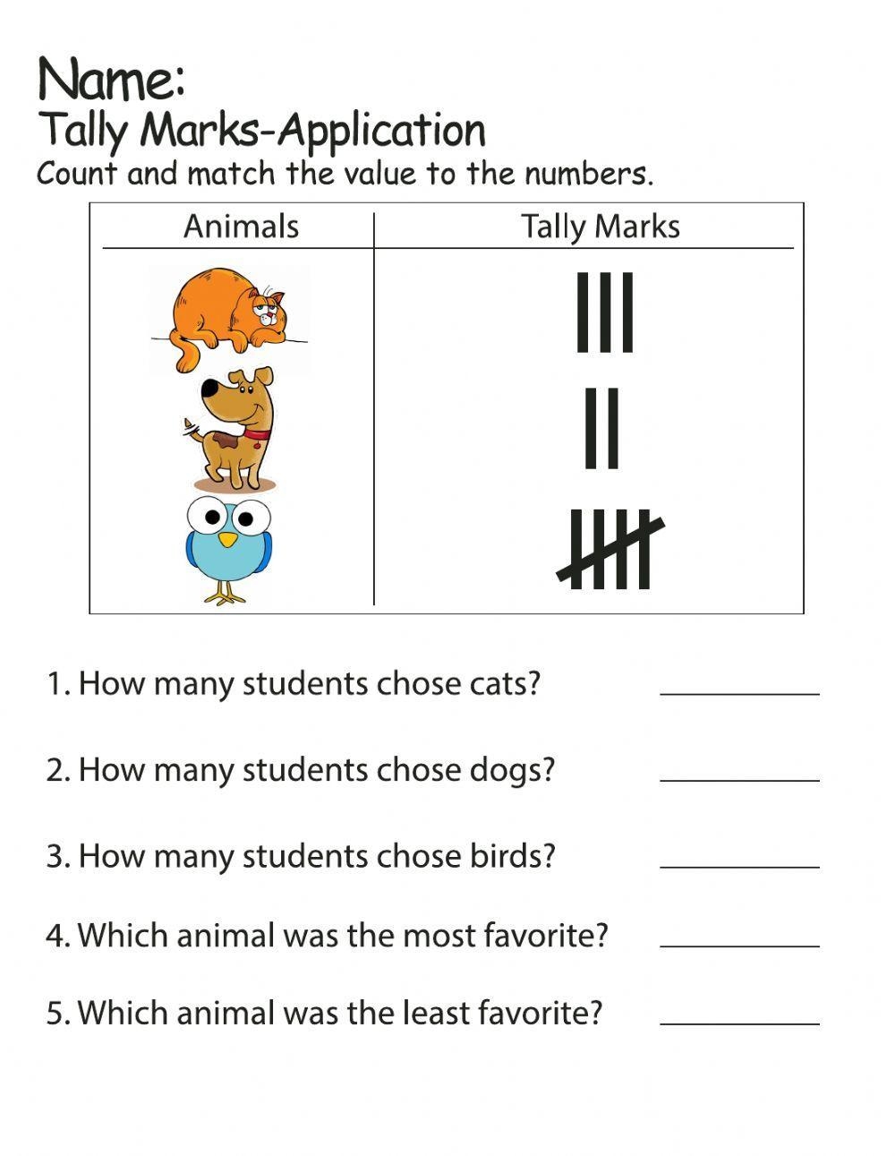 tally marks worksheets