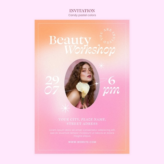 Free PSD Candy Pastel Colors Invitation Template