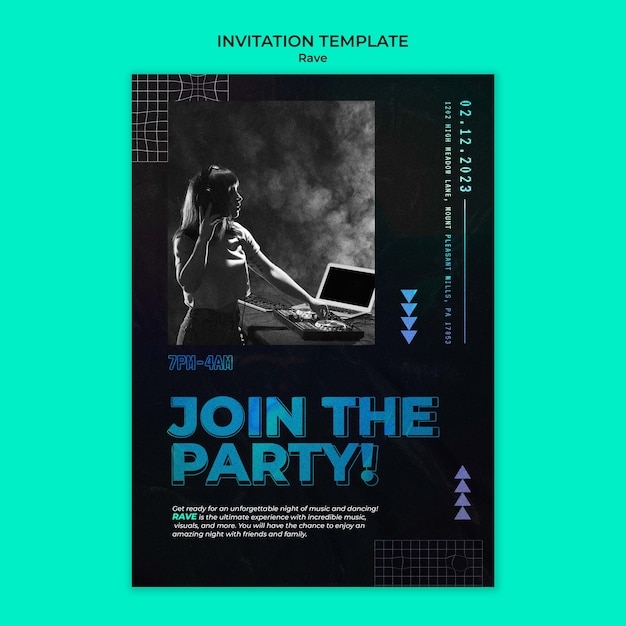 rave party invitation template