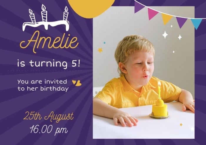 purple birthday invitation template