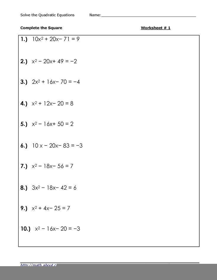worksheet solving quadratic equations by factoring