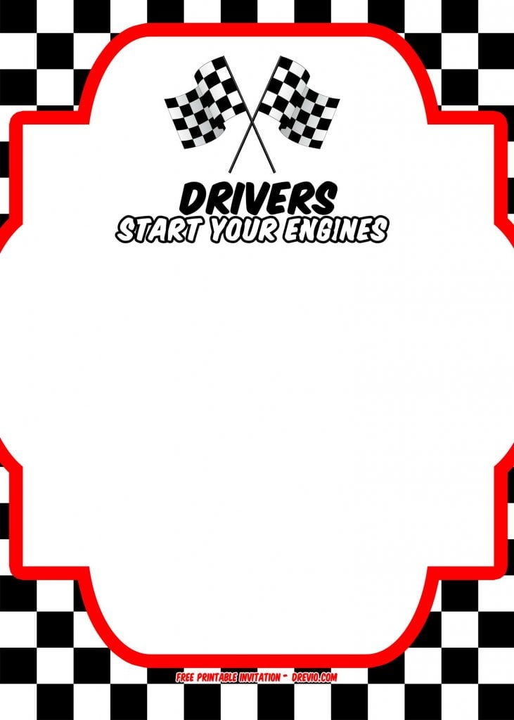 race car birthday invitation template free