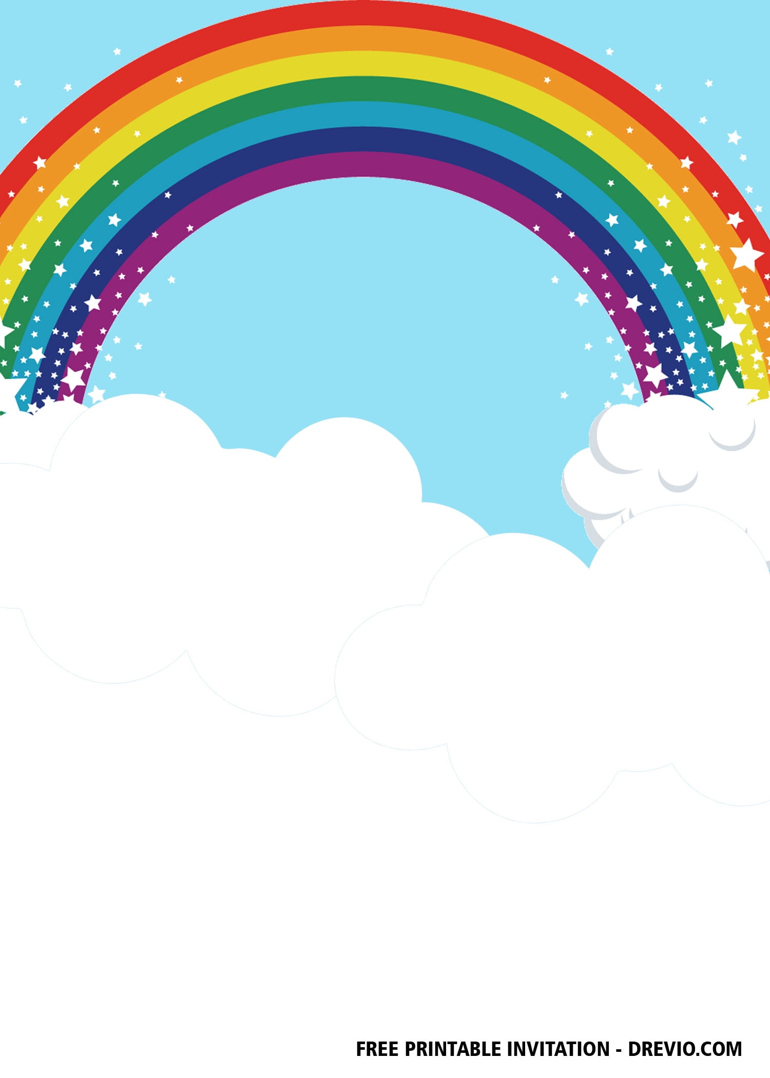 Free Rainbow Party Invitation Template Templates Printable Download